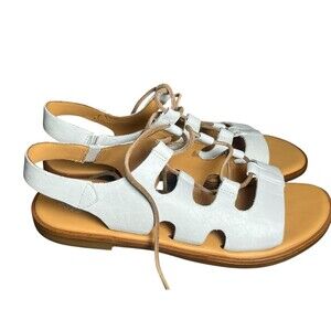 Kork-Ease Pearl Women’s Size 10 White‎ Leather Gladiator Sandals Lace Up Flat